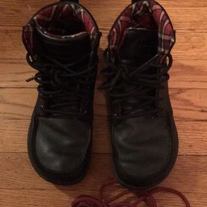 Lems black leather boots.